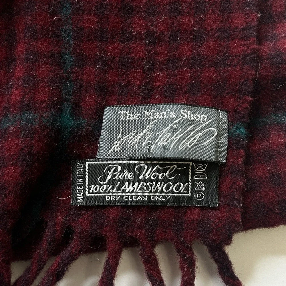 Vintage The Man's Shop Lord & Taylor Plaid 100% Lambs Wool Scarf Multicolor 70s